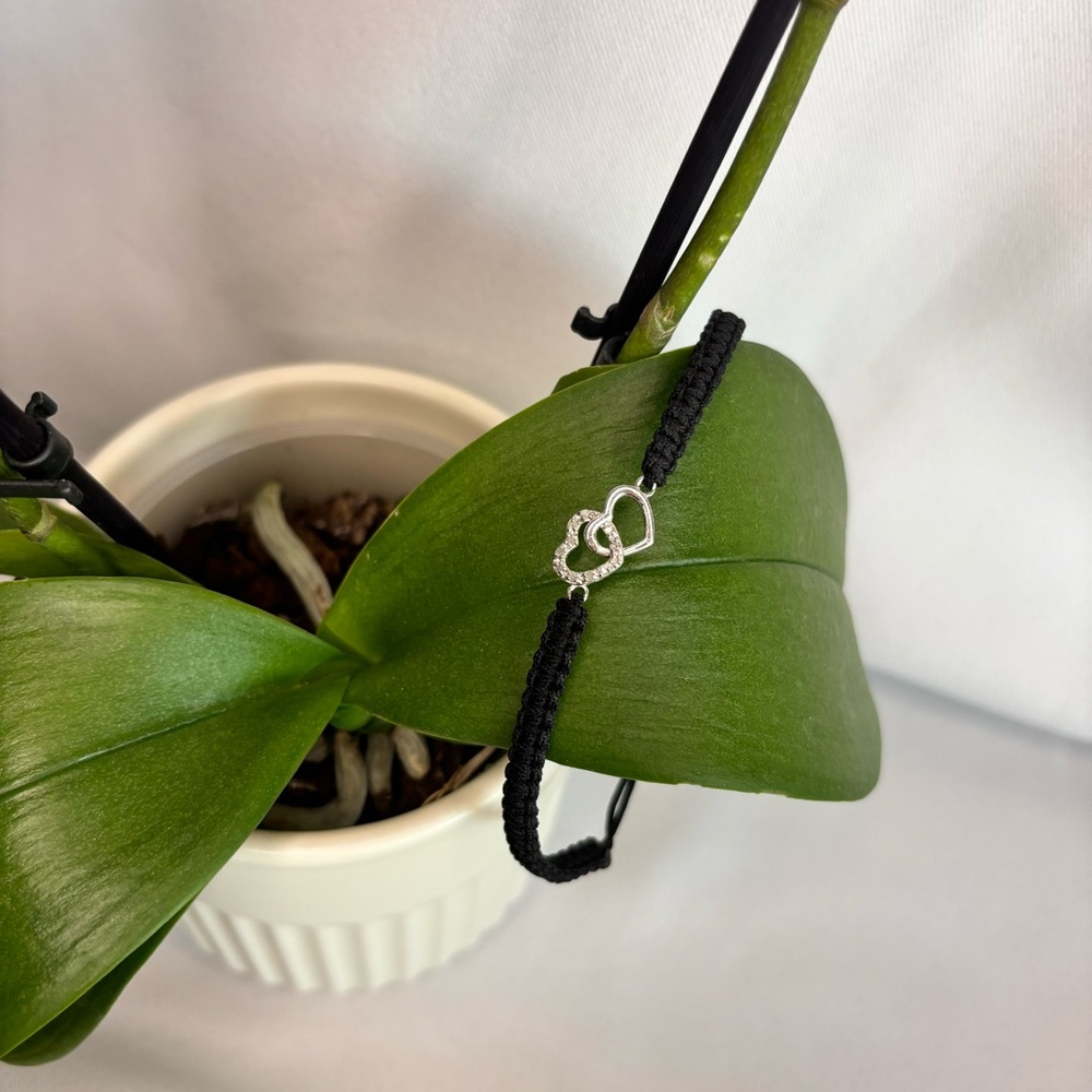 Stainless Steel Diamond Heart Braided Bracelet/Anklet